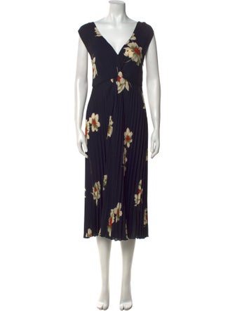 Vince Floral Print Midi Length Dress