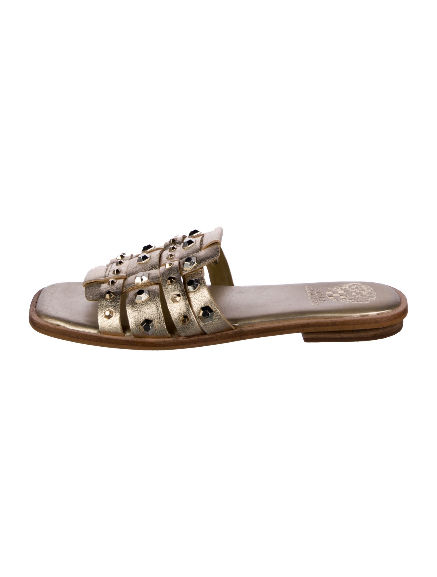 Vince Leather Crystal Embellishments Slides