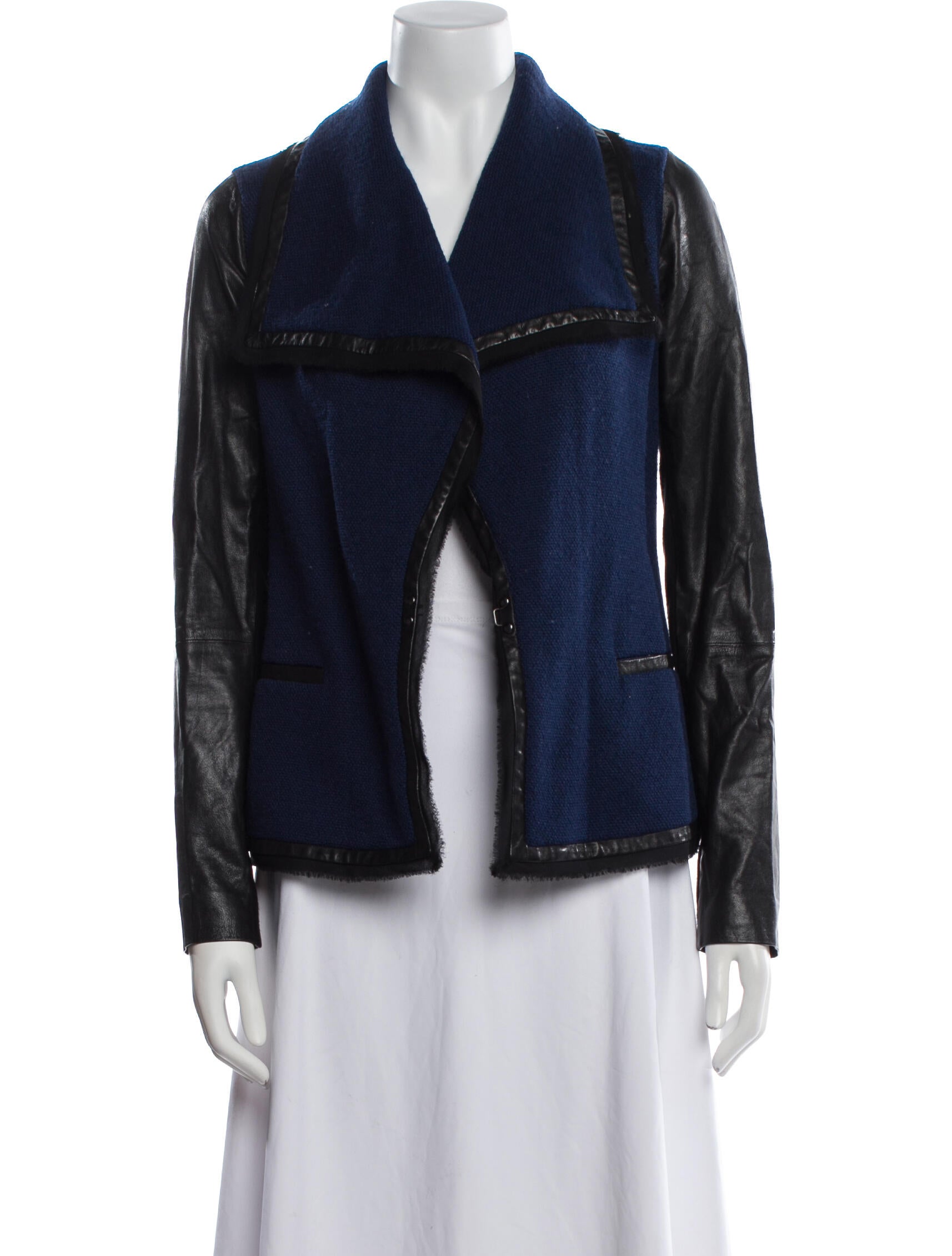 Vince Wool Colorblock Pattern Denim Jacket