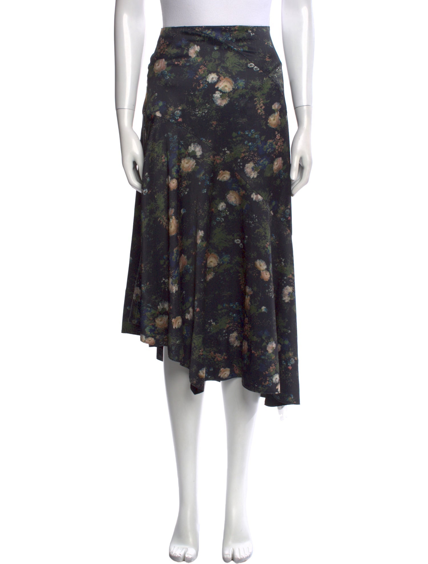 Vince Floral Print Midi Length Skirt