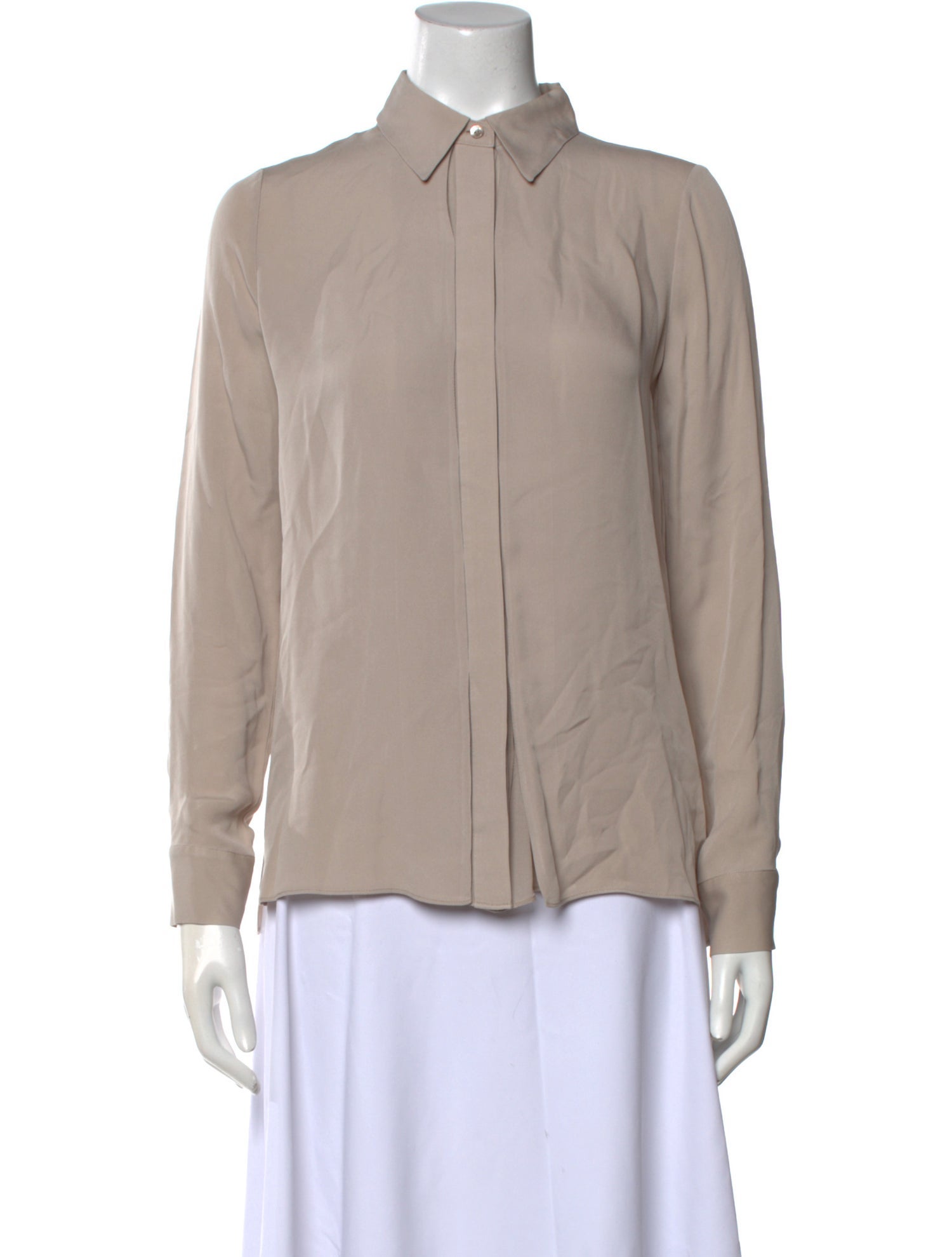 Vince Silk Long Sleeve Button-Up Top