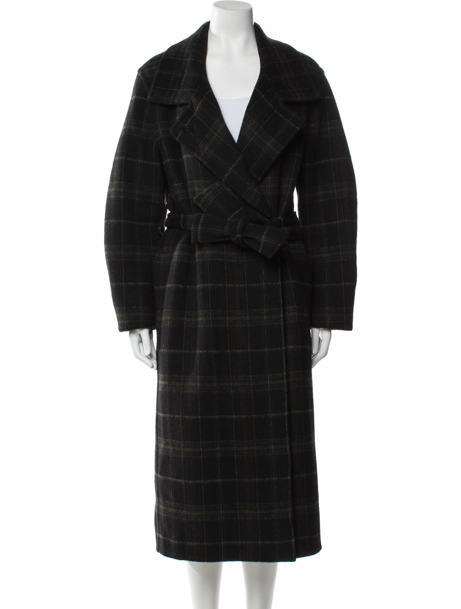 Vince Wool Plaid Print Coat