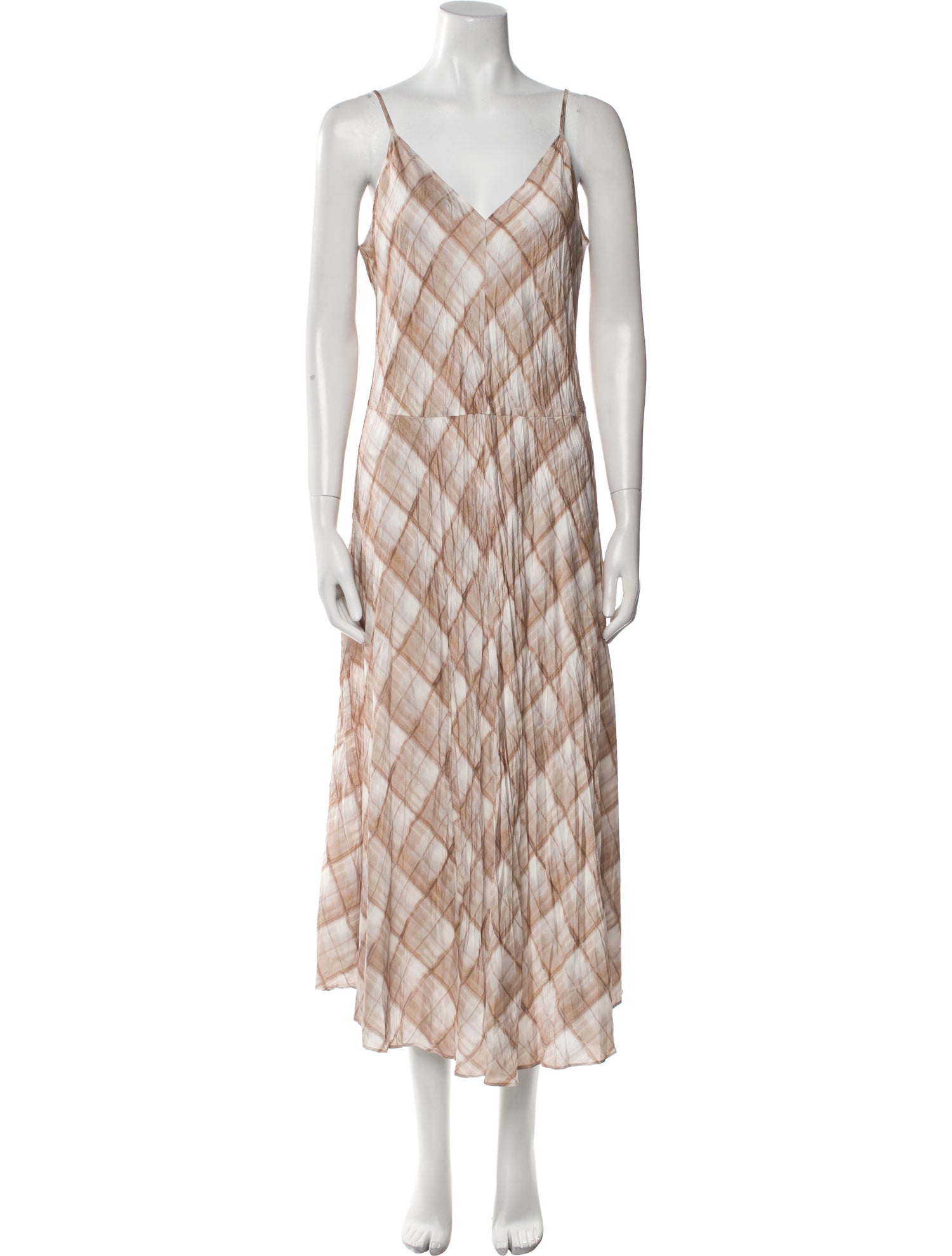 Vince Plaid Print Midi Length Dress