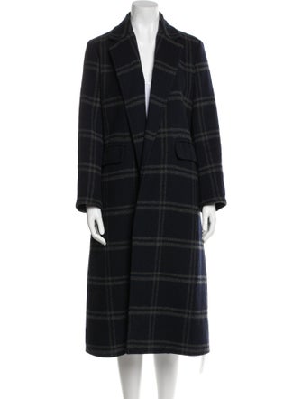 Vince Wool Plaid Print Coat