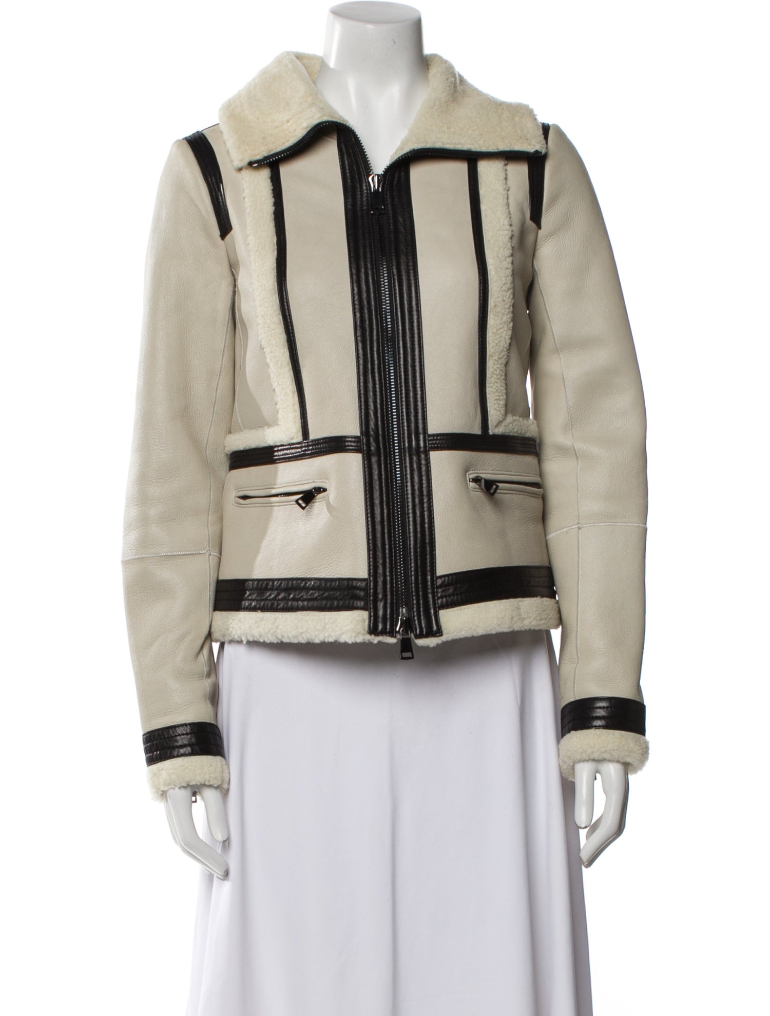 Vince Shearling Striped Fur Jacket