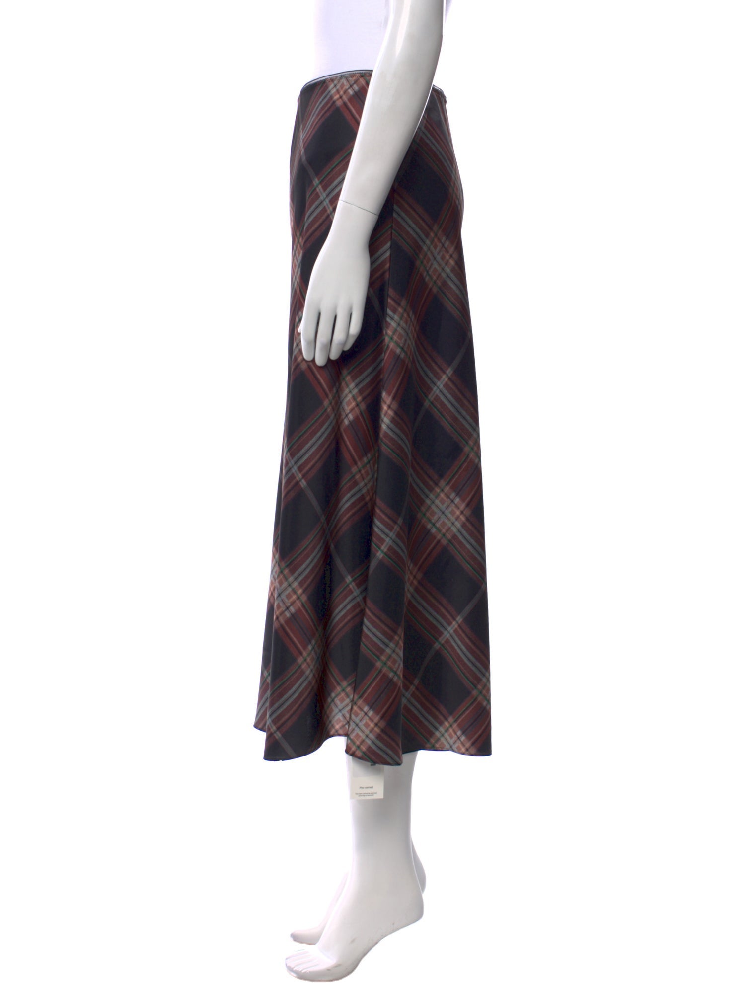 Vince Plaid Print Midi Length Skirt