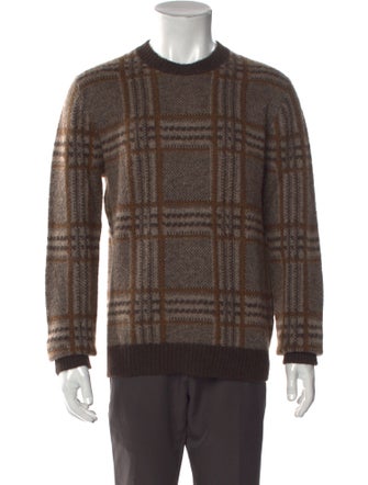 Vince Plaid Print Crew Neck Pullover