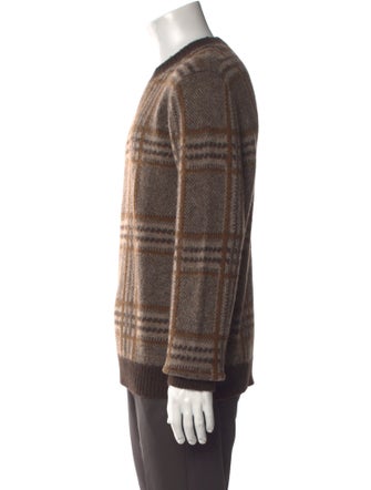 Vince Plaid Print Crew Neck Pullover