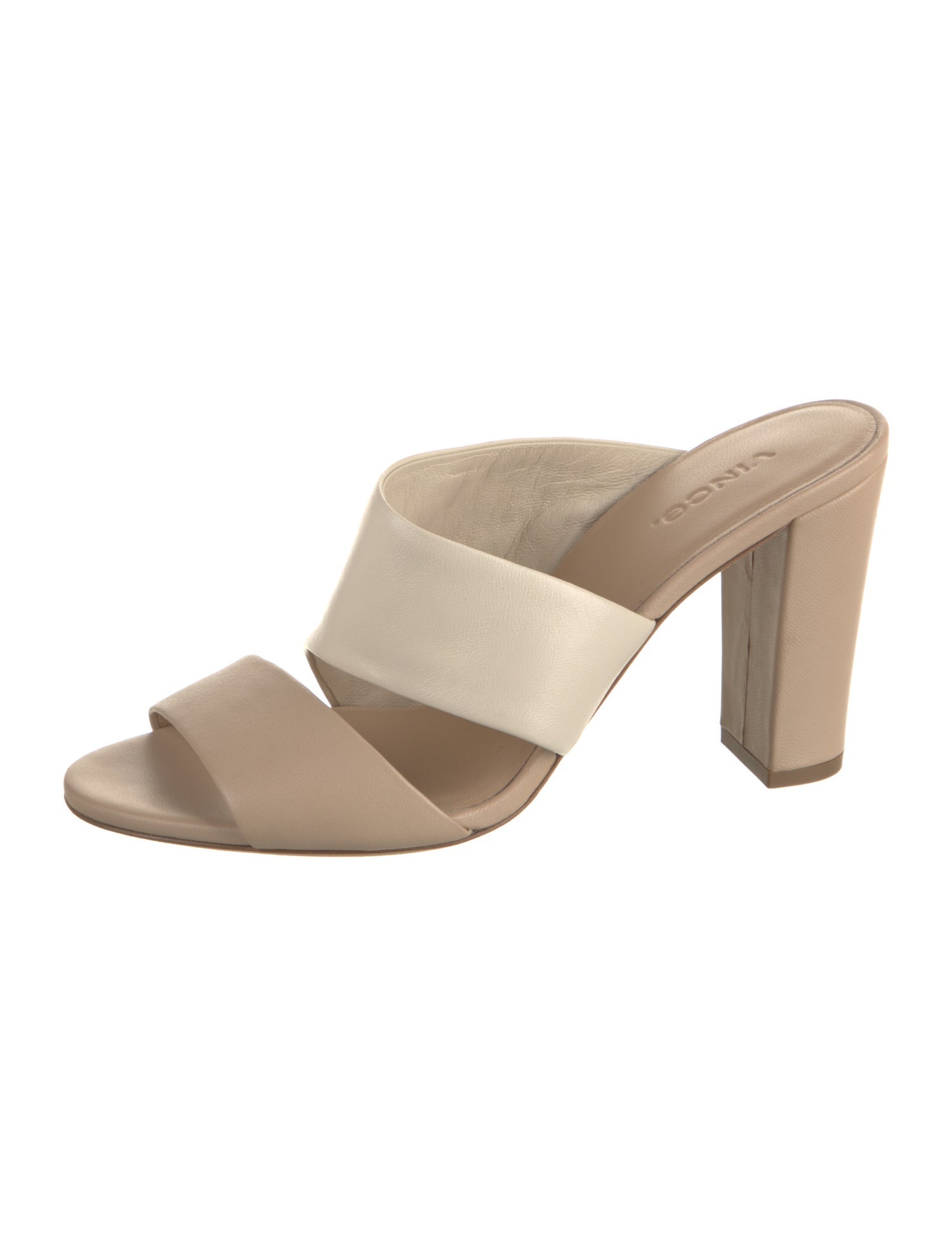 Vince Leather Colorblock Pattern Slides