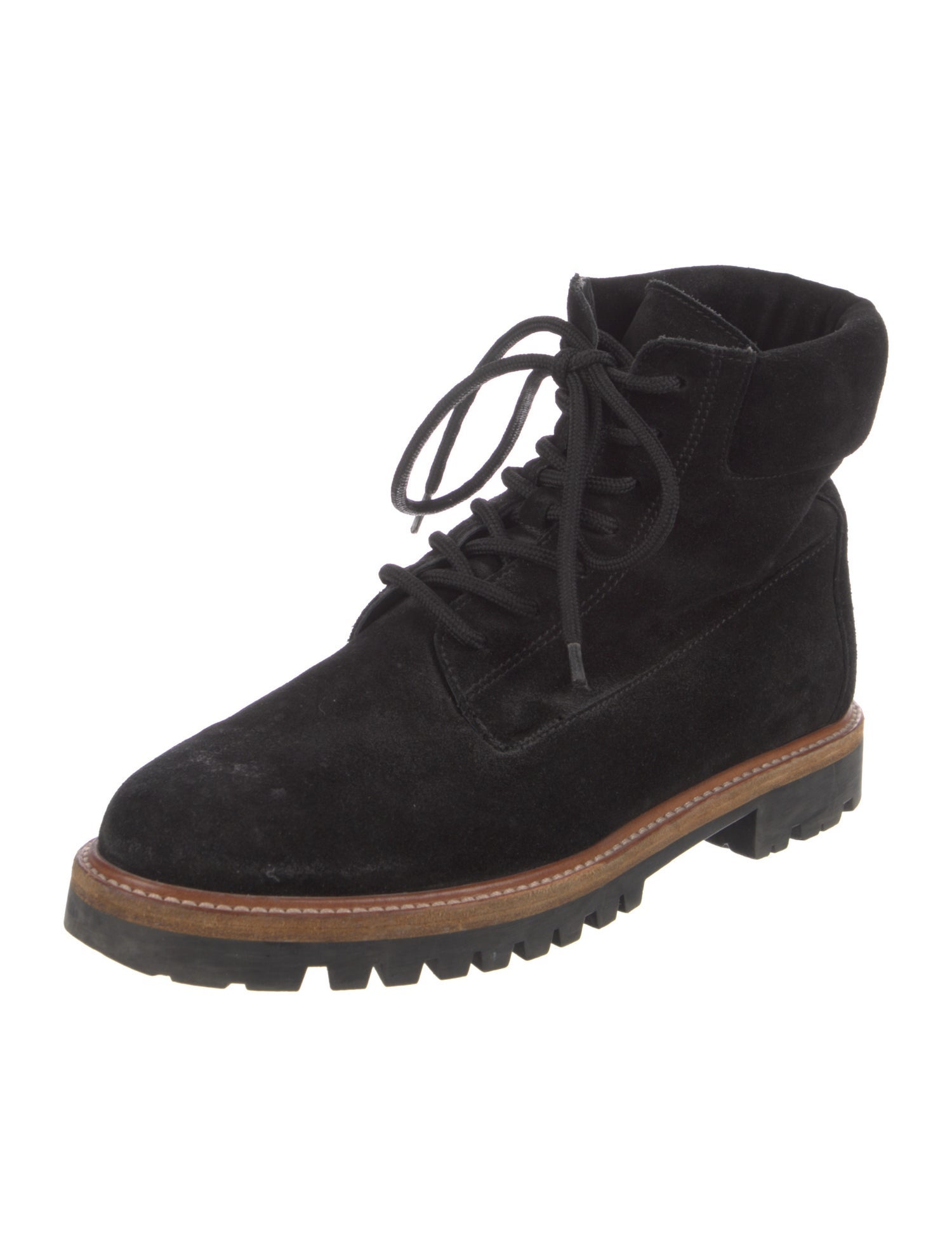 Vince Suede Colorblock Pattern Combat Boots