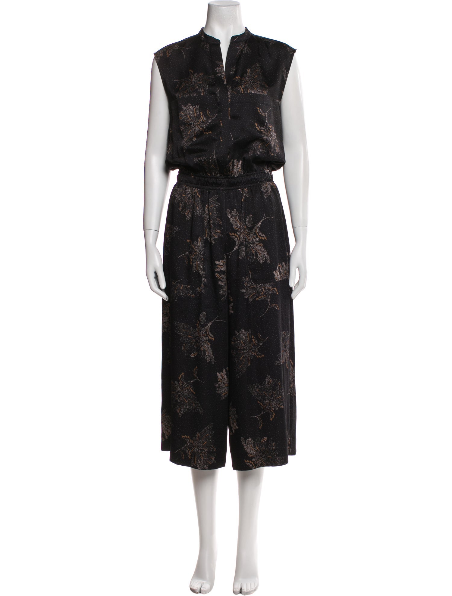 Vince Floral Print V-Neck Jumpsuit