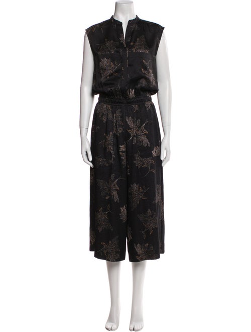 Vince Floral Print V-Neck Jumpsuit