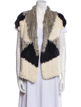 Vince Fur Colorblock Pattern Fur Jacket