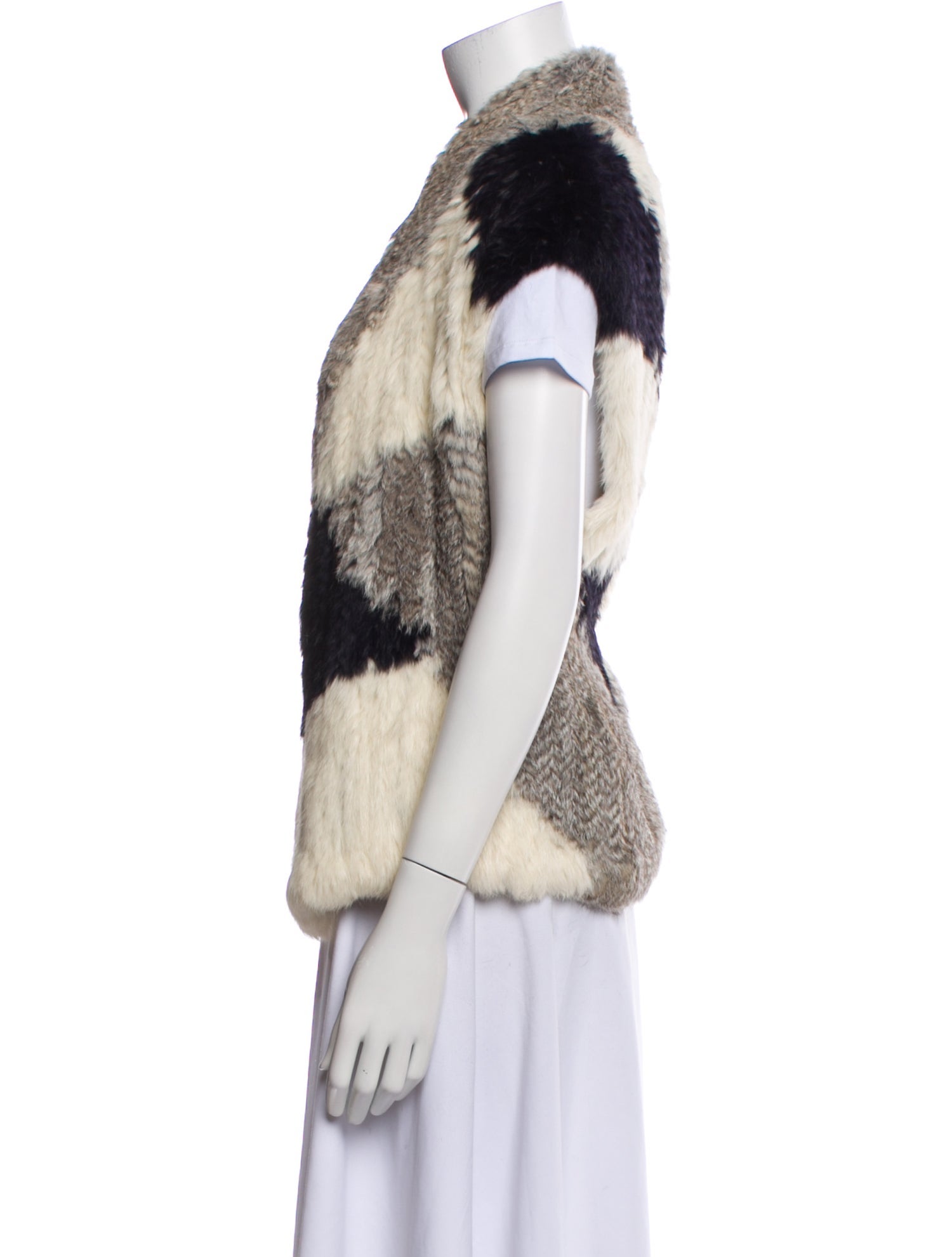 Vince Fur Colorblock Pattern Fur Jacket