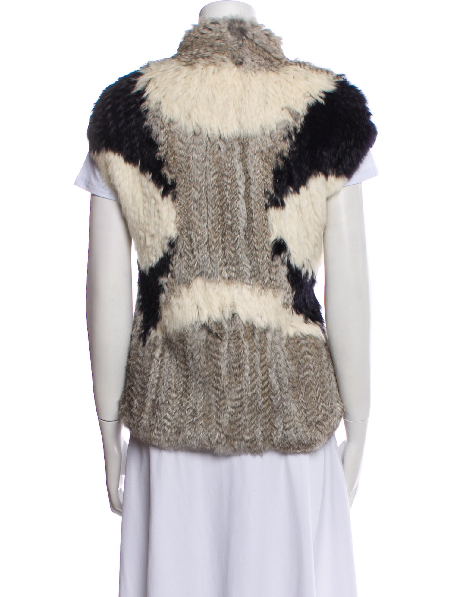 Vince Fur Colorblock Pattern Fur Jacket