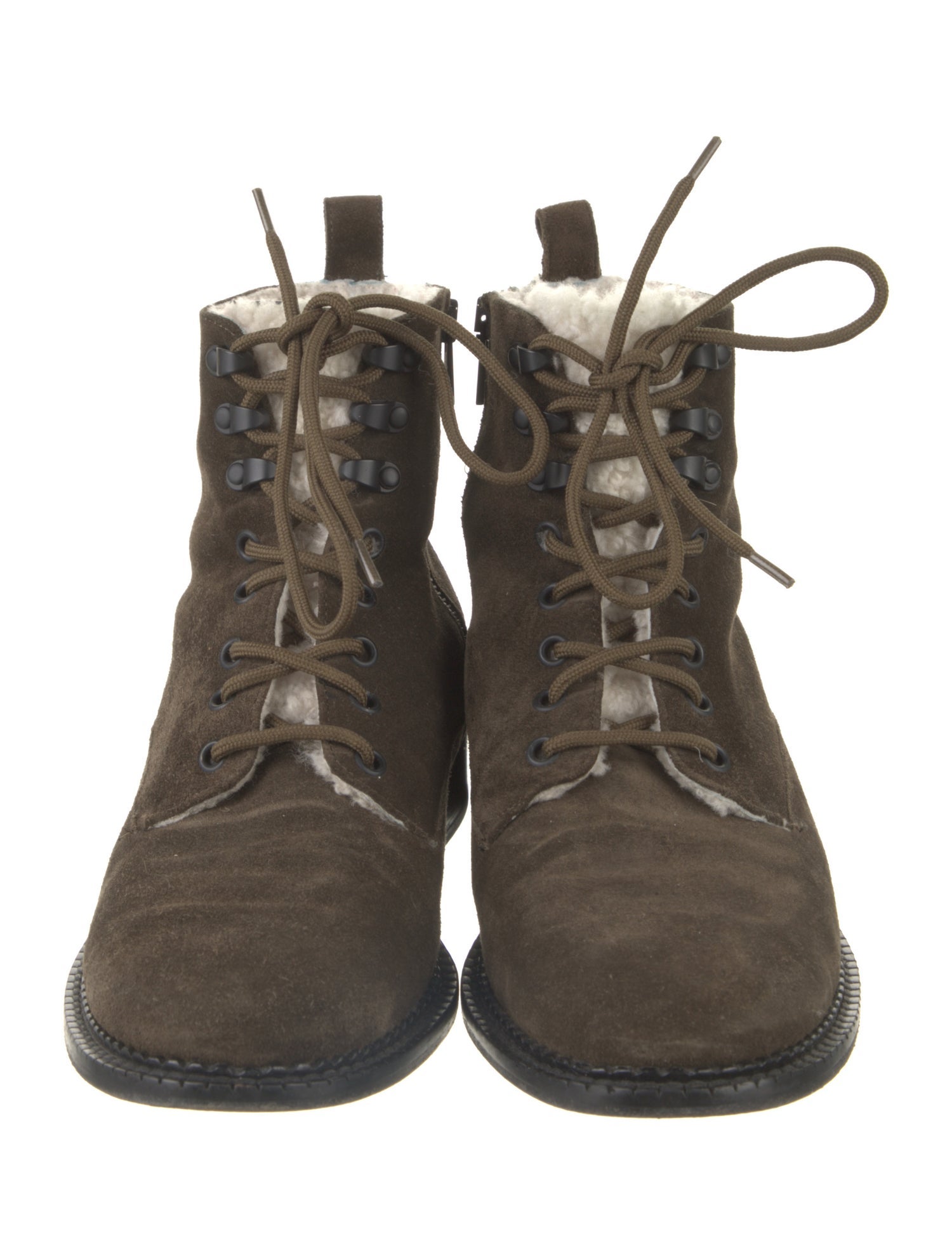 Vince Suede Fur Trim Combat Boots