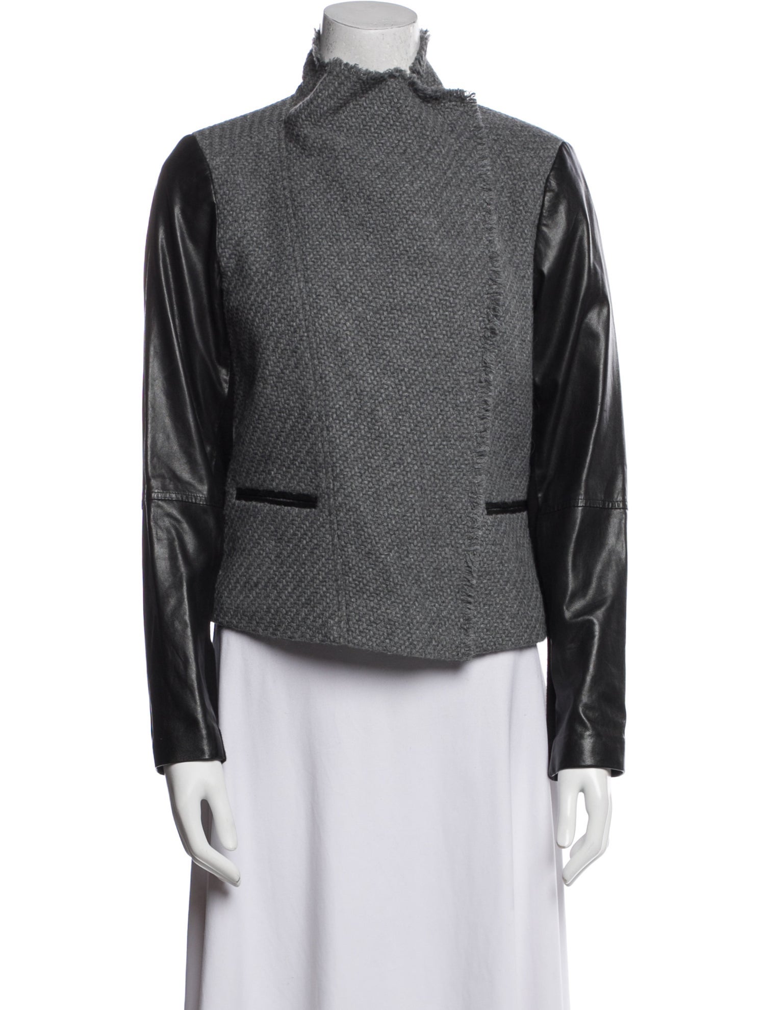 Vince Wool Tweed Pattern Biker Jacket