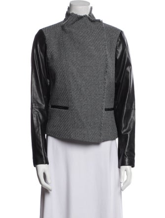 Vince Wool Tweed Pattern Biker Jacket