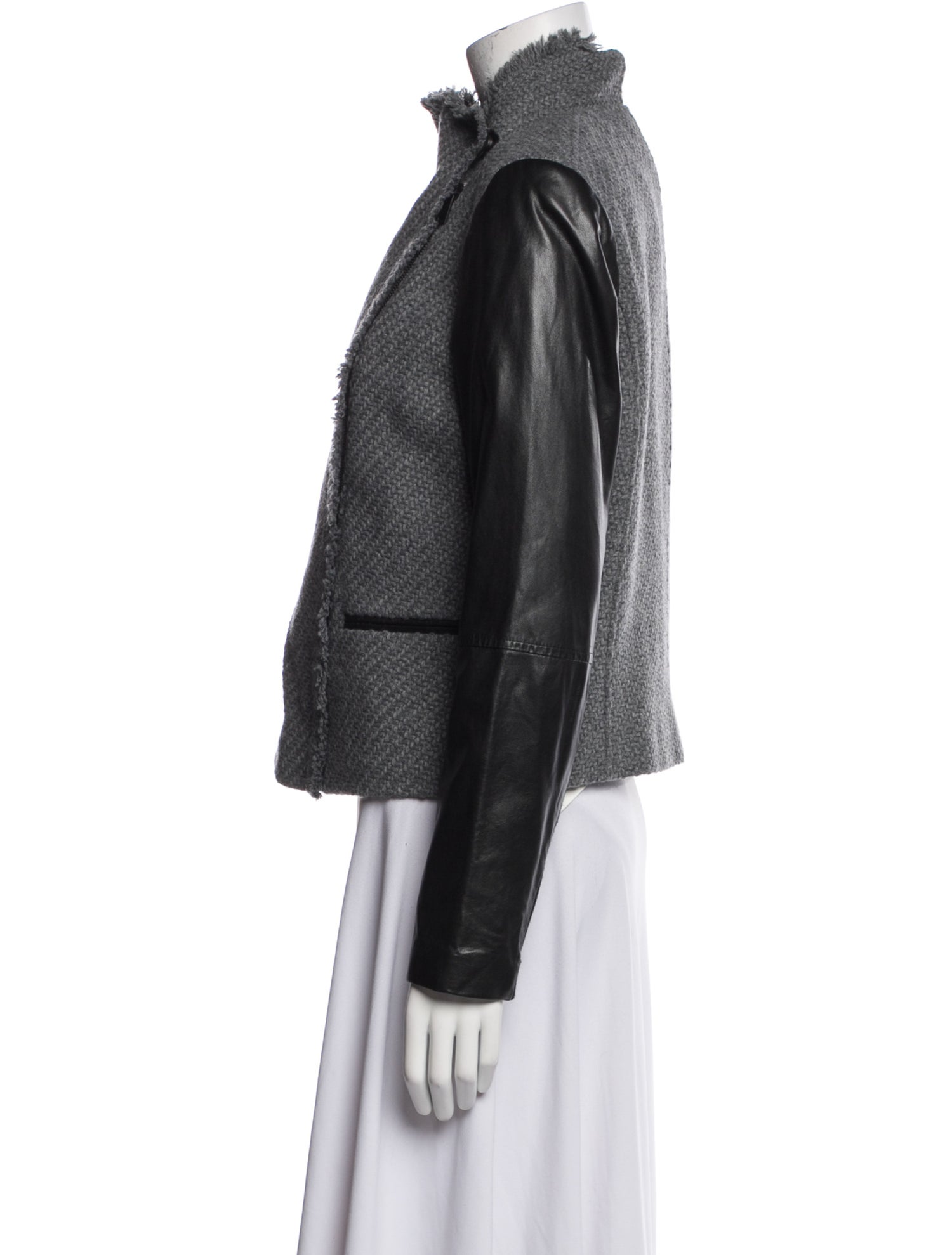 Vince Wool Tweed Pattern Biker Jacket