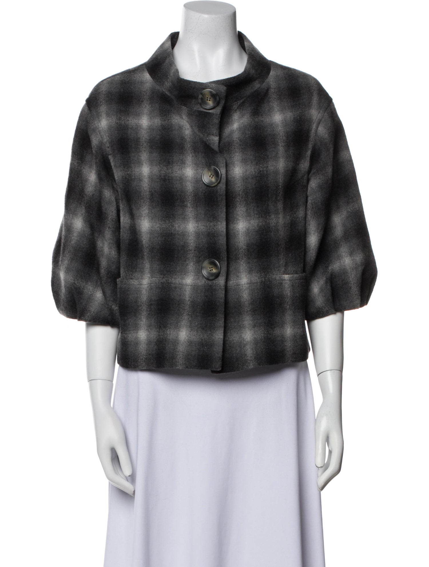 Vince Wool Plaid Print Jacket