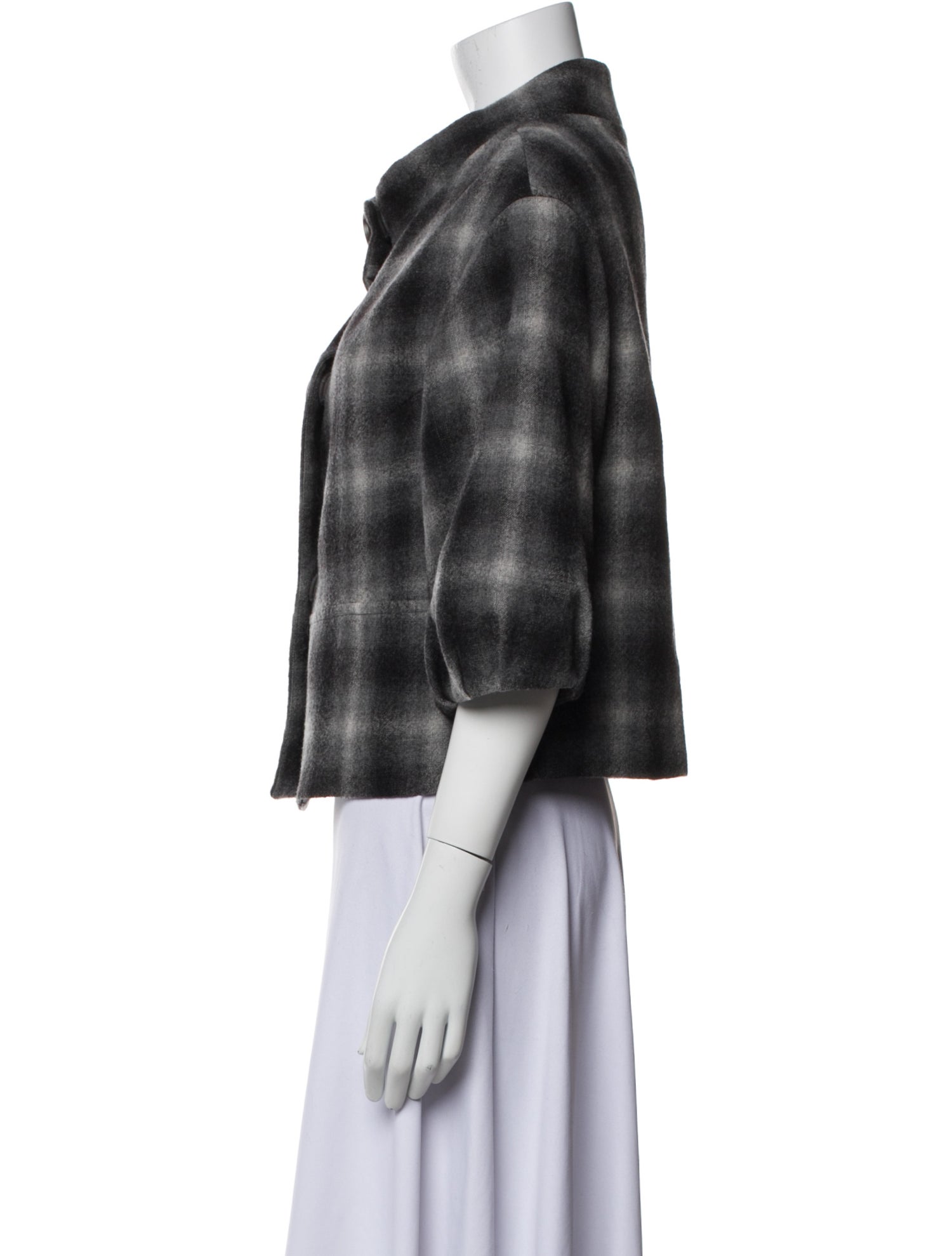 Vince Wool Plaid Print Jacket