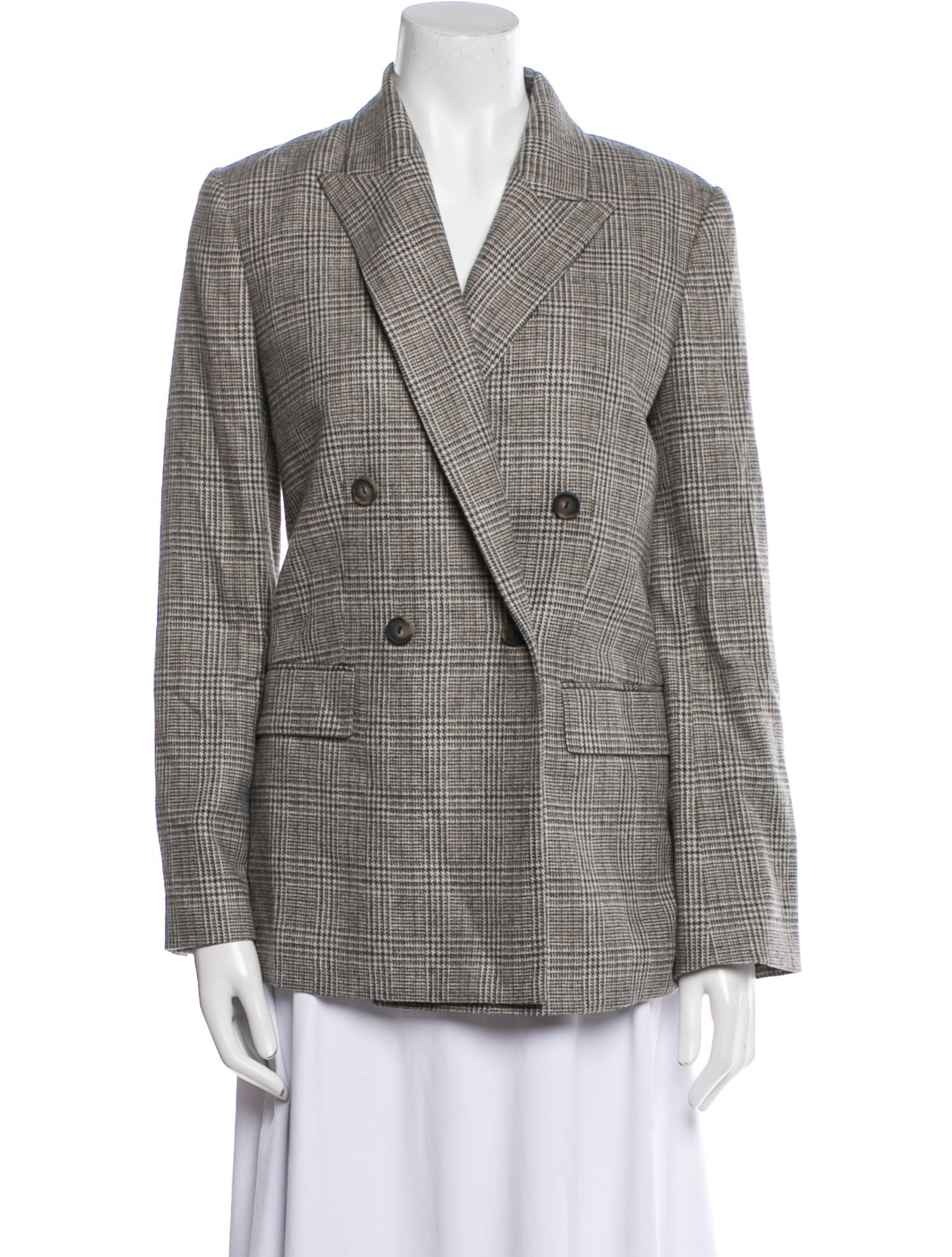 Vince Wool Plaid Print Blazer