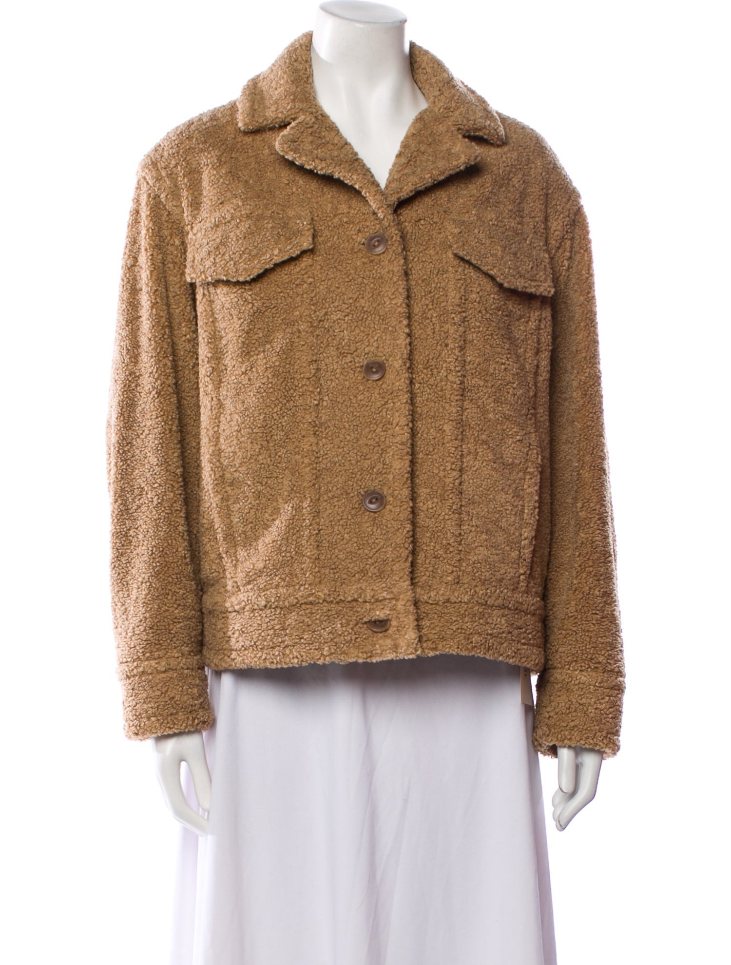 Vince Tweed Pattern Faux Fur Coat