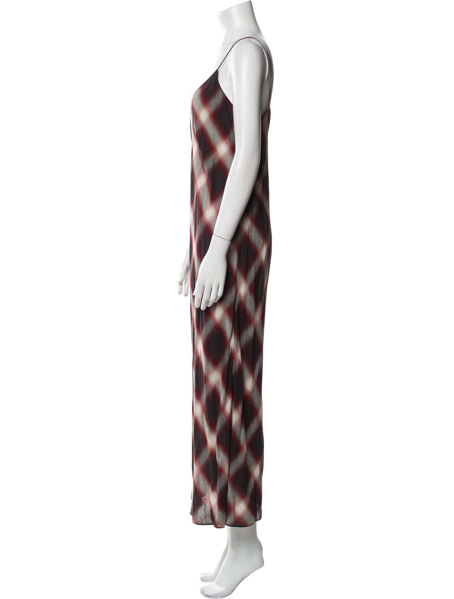 Vince Plaid Print Long Dress