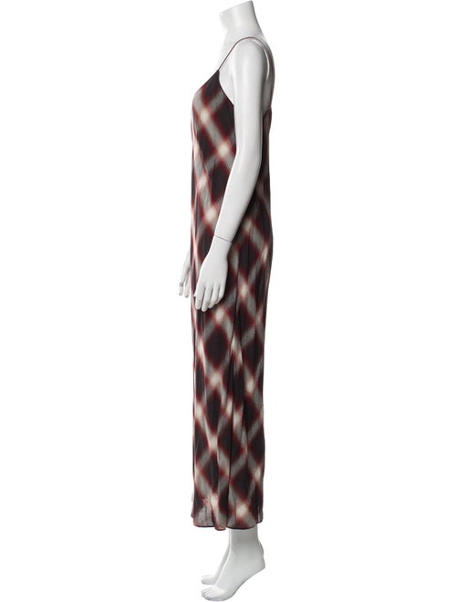 Vince Plaid Print Long Dress