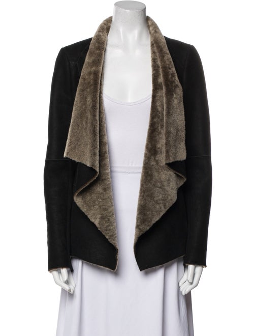 Vince Shearling Colorblock Pattern Fur Jacket