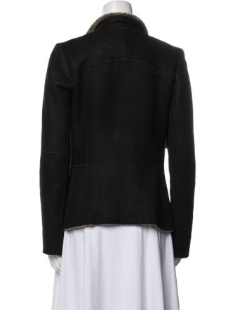 Vince Shearling Colorblock Pattern Fur Jacket