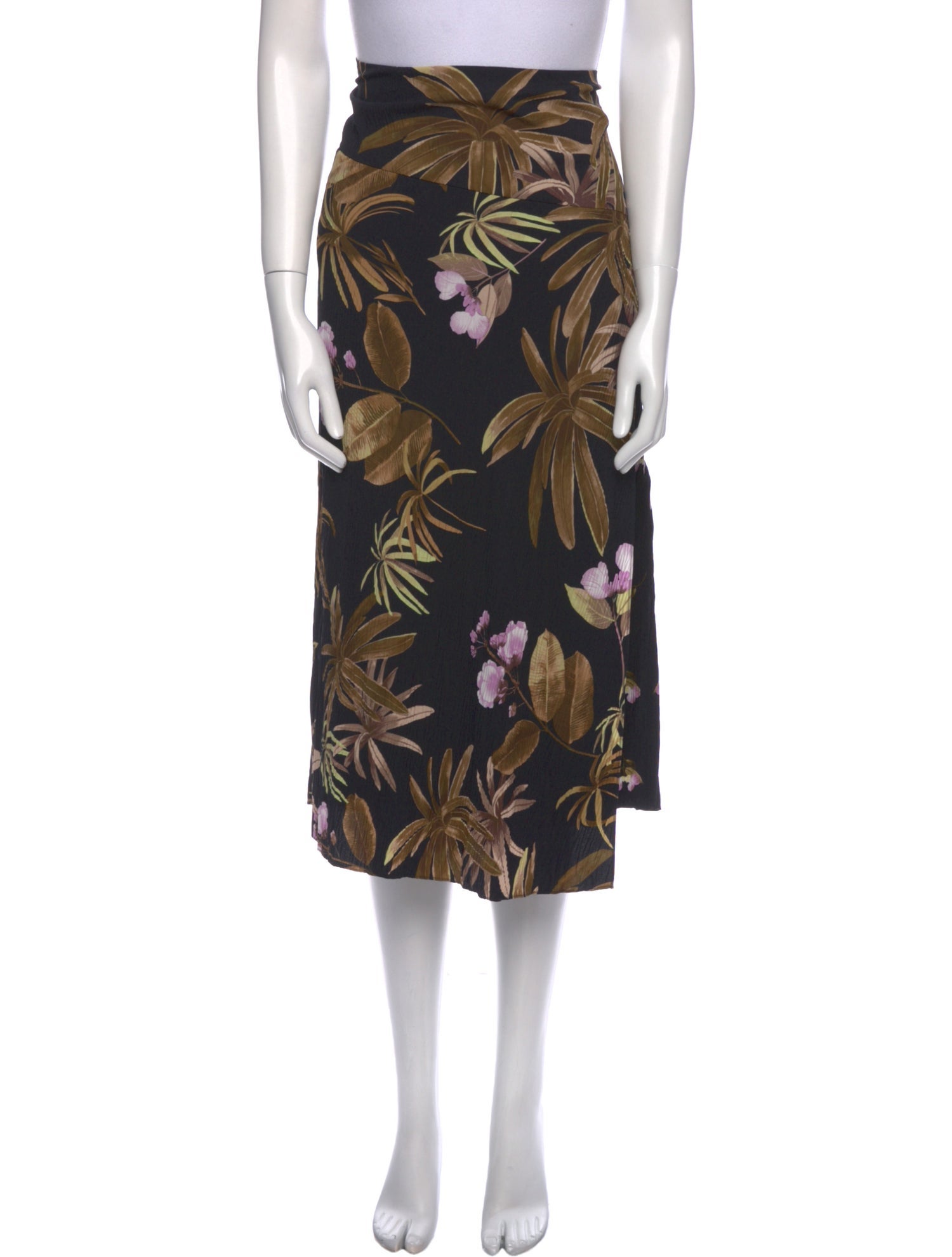 Vince Floral Print Midi Length Skirt