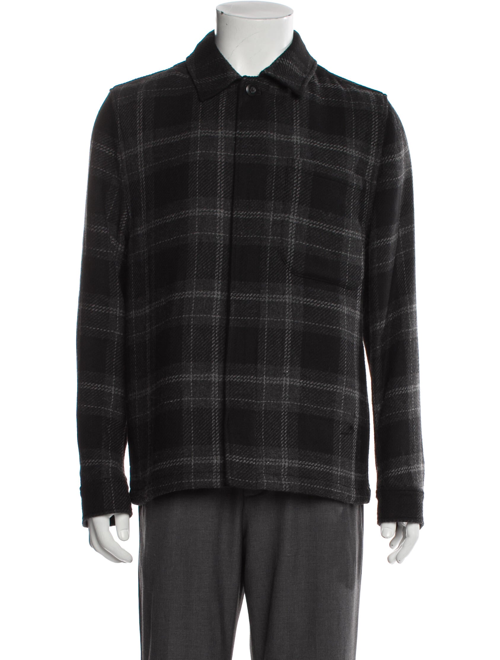 Vince Plaid Print Peacoat