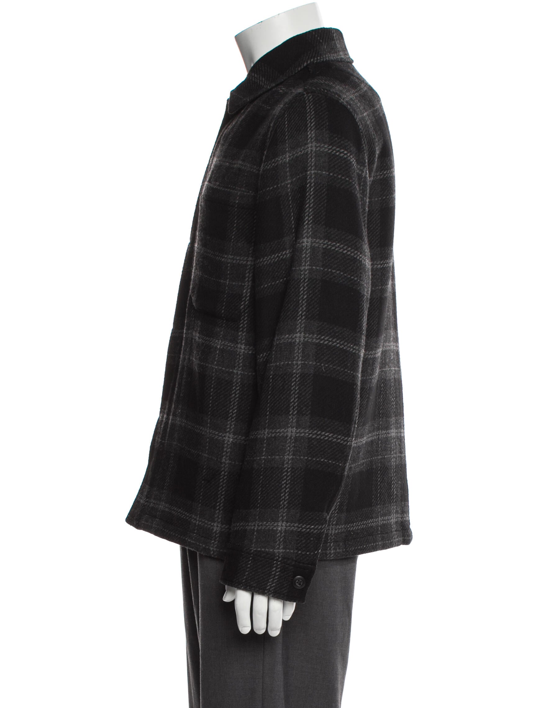 Vince Plaid Print Peacoat