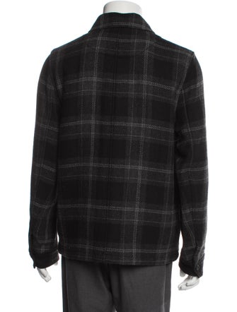 Vince Plaid Print Peacoat