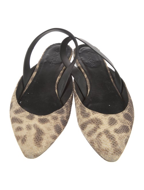 Vince Leather Animal Print Slingback Flats