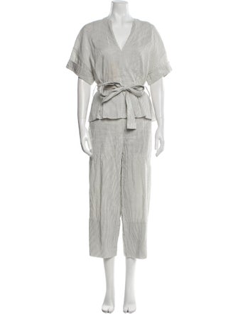 Vince Linen Striped Pant Set
