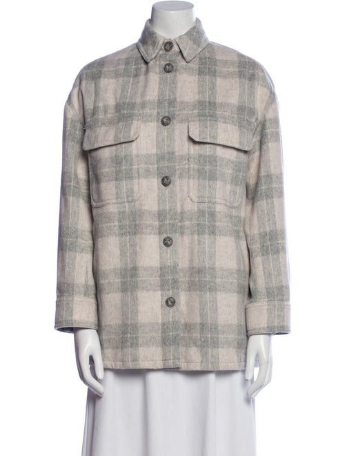 Vince Wool Plaid Print Utility Jacket