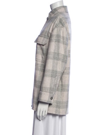 Vince Wool Plaid Print Utility Jacket