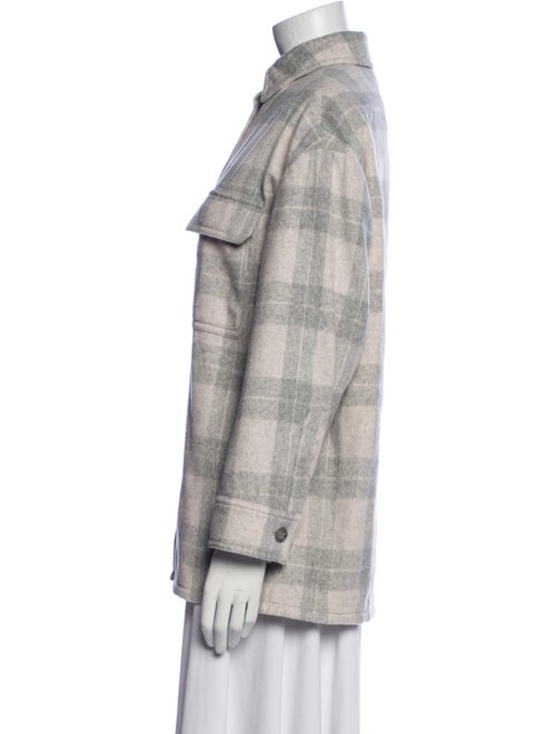 Vince Wool Plaid Print Utility Jacket