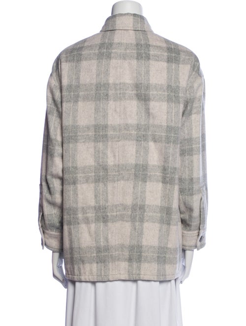 Vince Wool Plaid Print Utility Jacket
