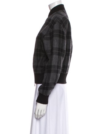 Vince Wool Plaid Print Bomber Jacket