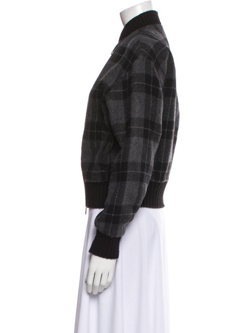 Vince Wool Plaid Print Bomber Jacket