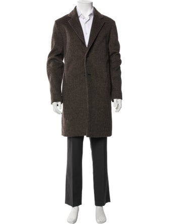 Vince Houndstooth Print Overcoat