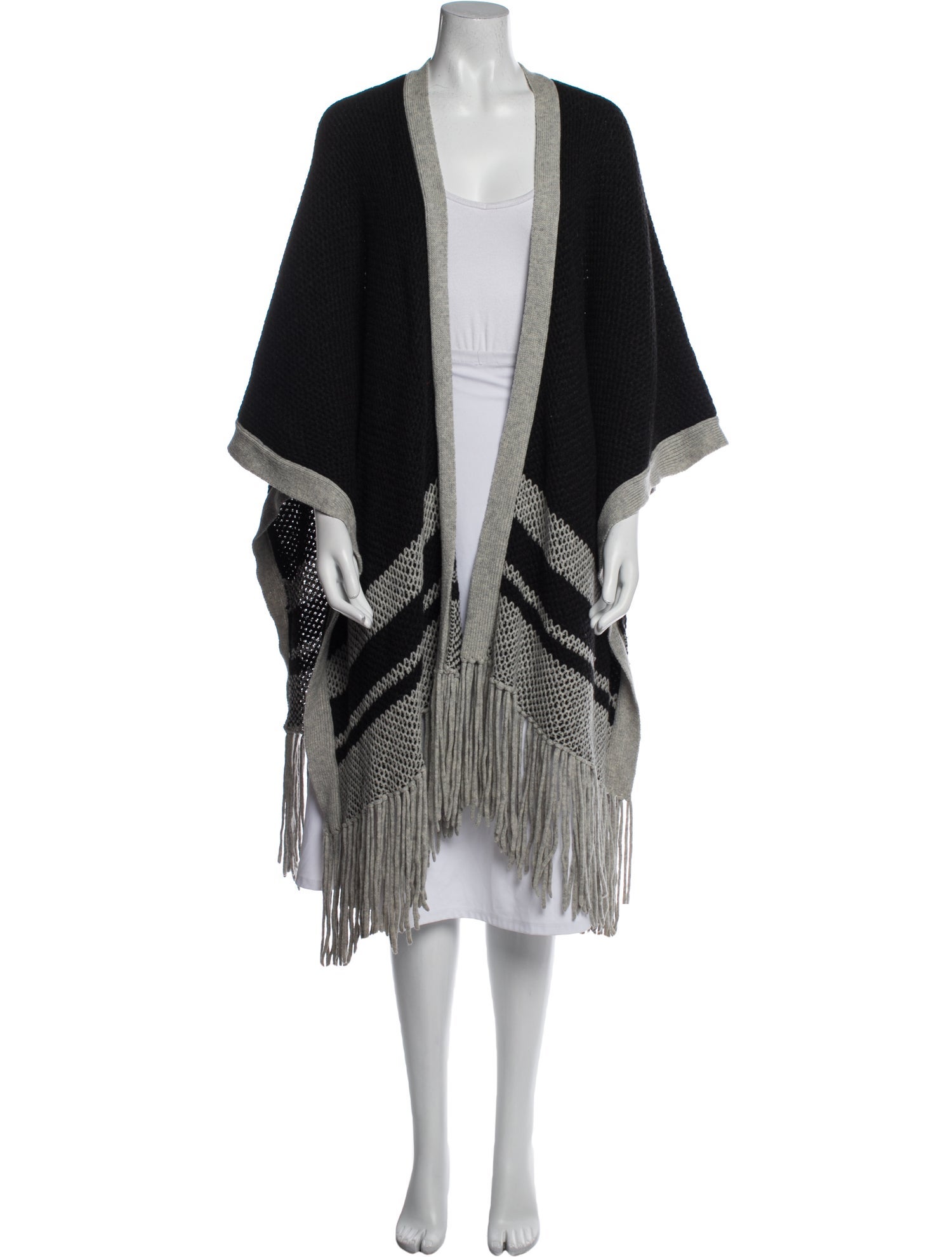 Vince Colorblock Pattern Open Front Sweater