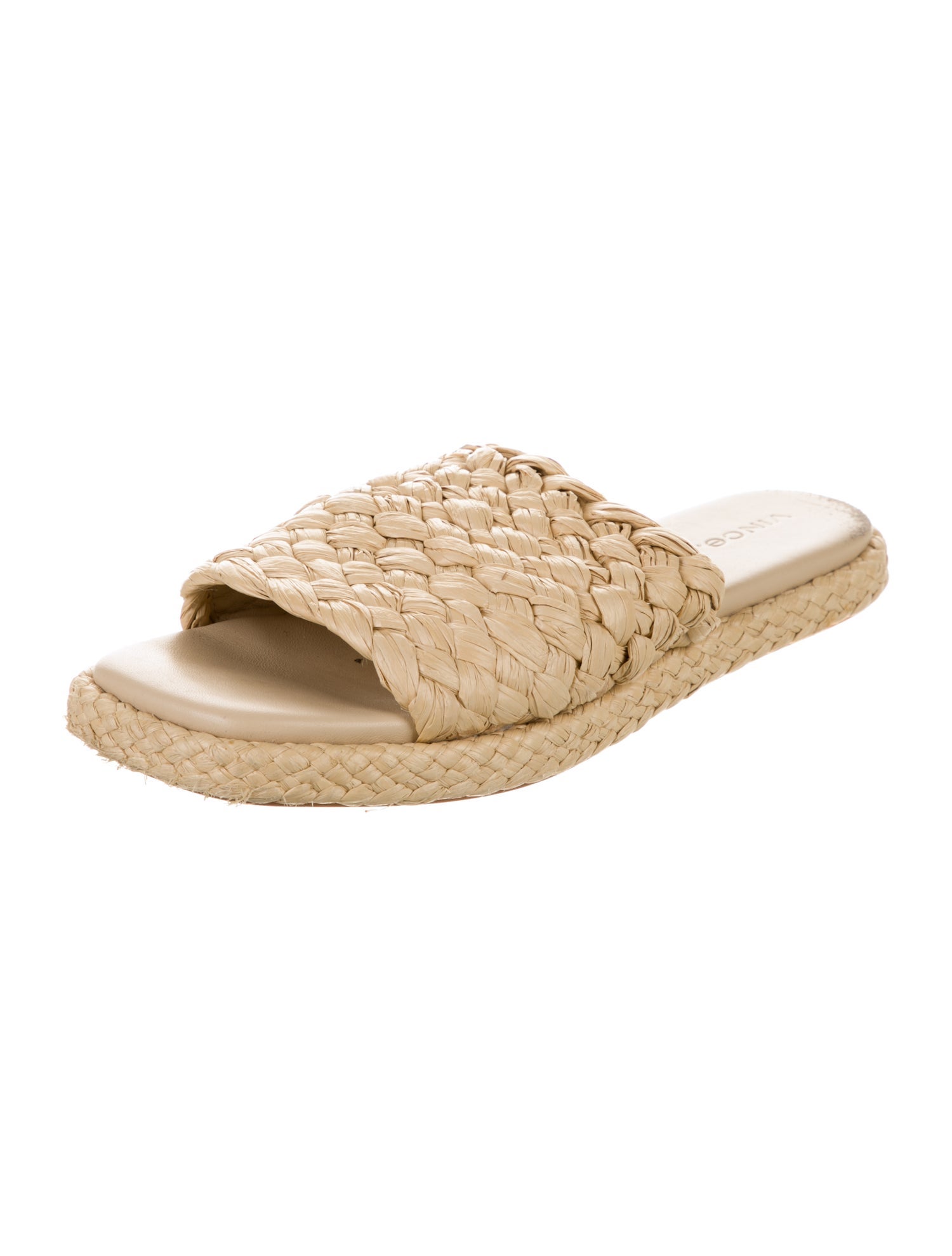 Vince Raffia Leather Trim Embellishment Espadrilles