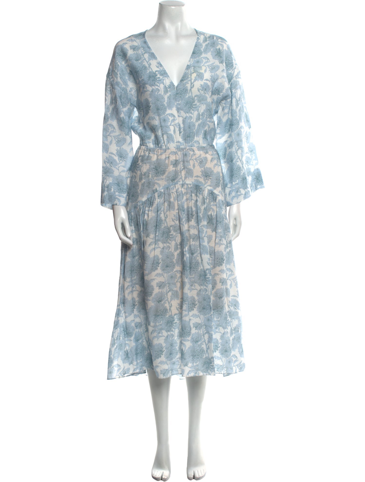 Vince Floral Print Midi Length Dress