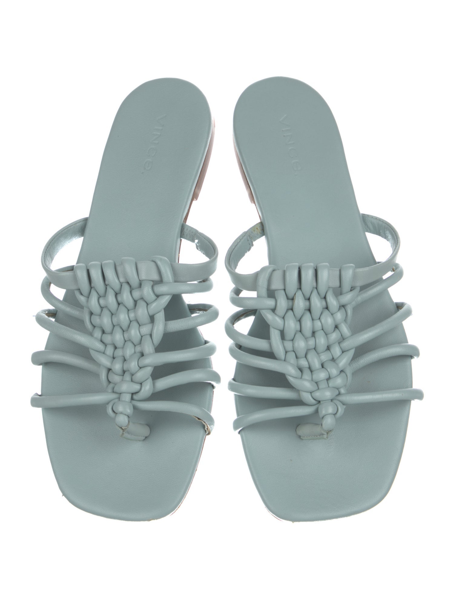 Vince Leather Braided Accents Slides