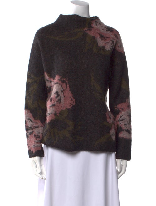 Vince Floral Print Mock Neck Sweater