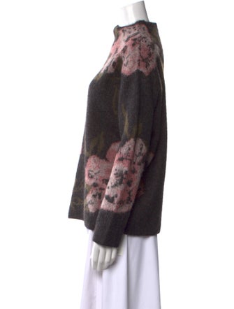 Vince Floral Print Mock Neck Sweater